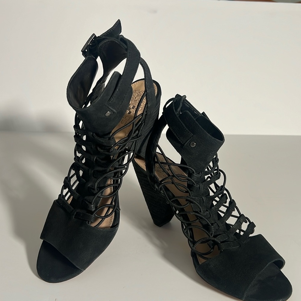 Vince Camuto Black strappy heels.